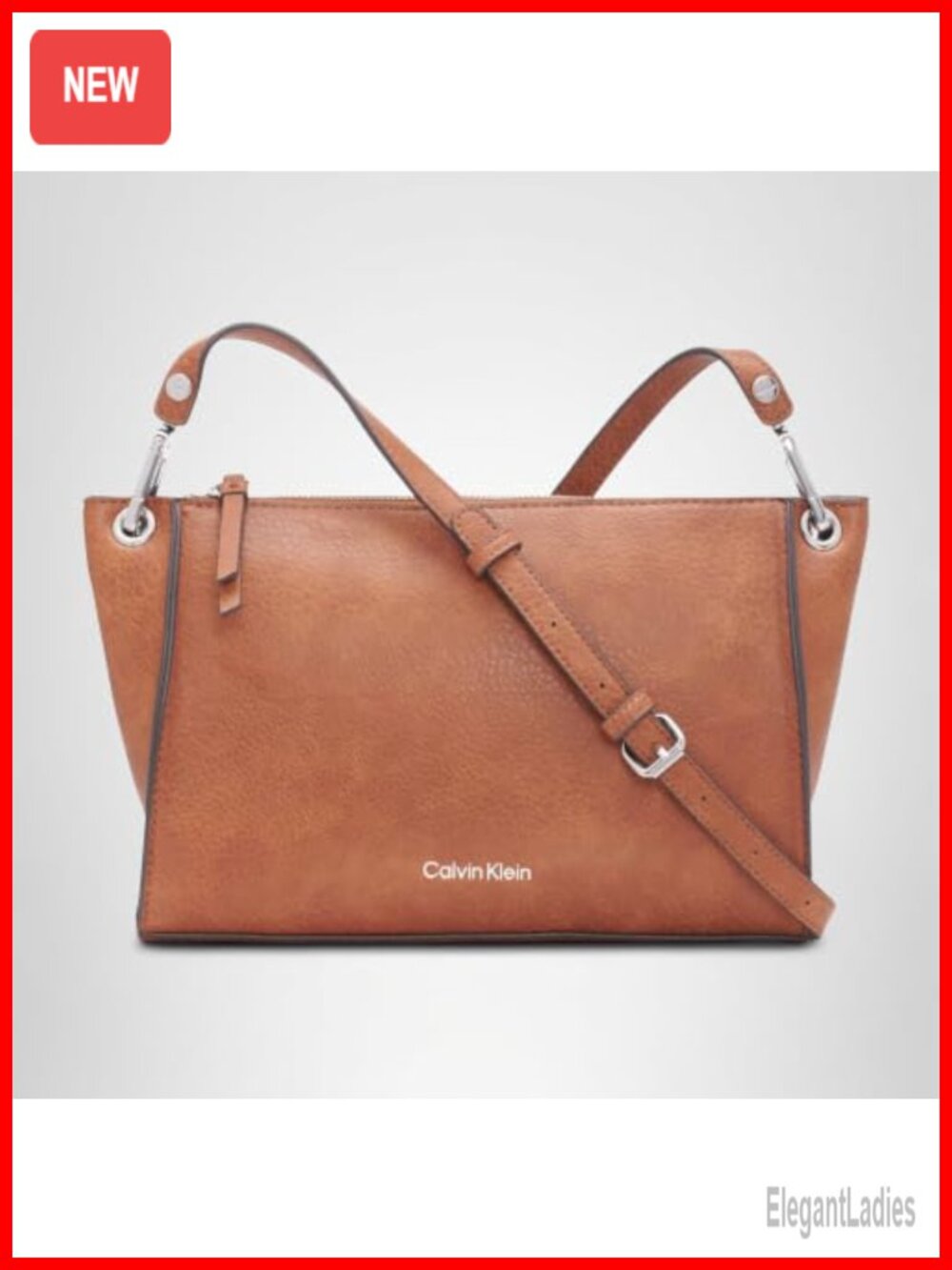Vegan Leather Crossbody Handbag Adjustable Strap with Interior Pockets